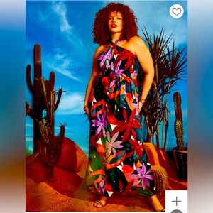 Multi colored halter maxi dress